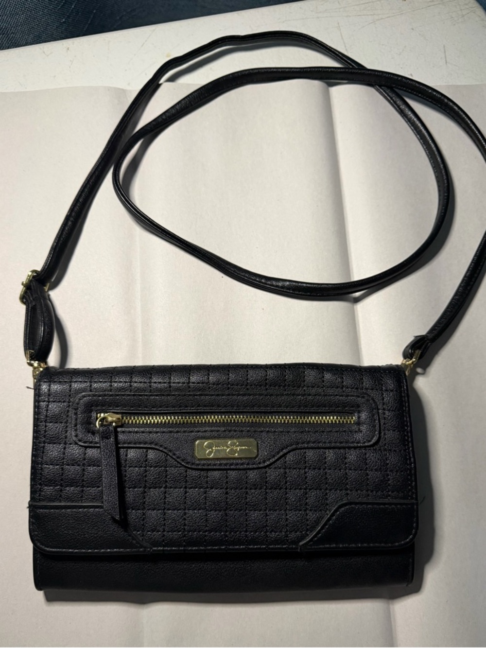 Jessica Simpson Black Quilted Crossbody Wallet Purse